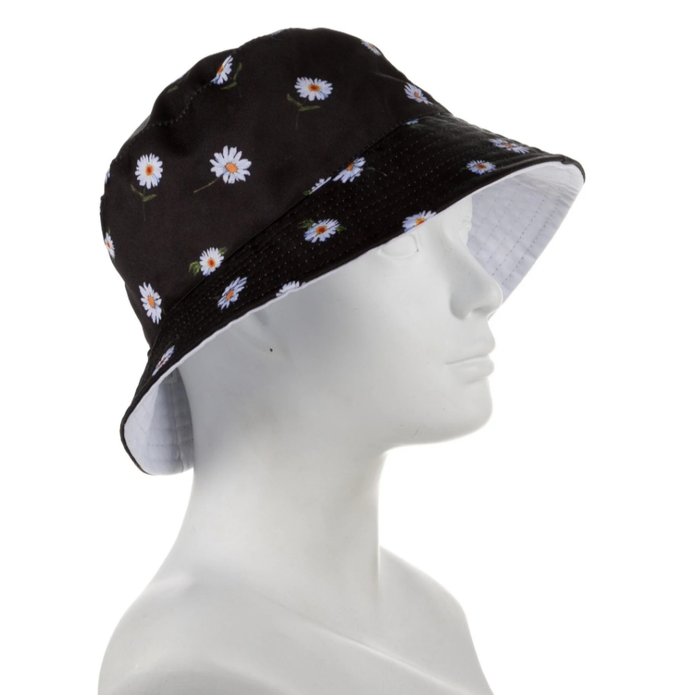 Alice + Olivia black bucket hat with daisies